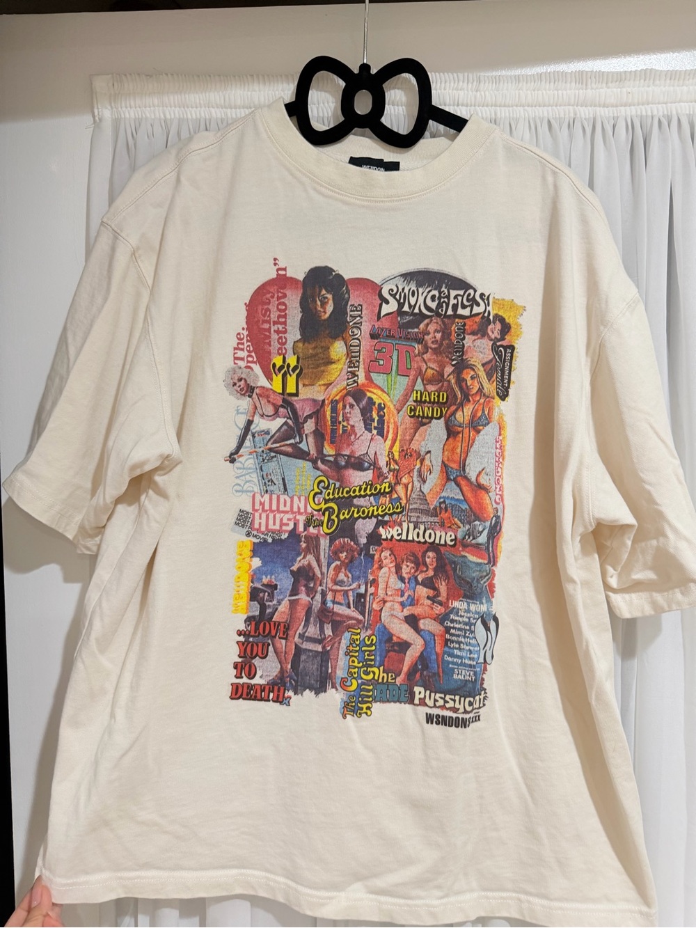 Unbranded Cream Graphic Short Sleeve Tee with Retro Collage Print